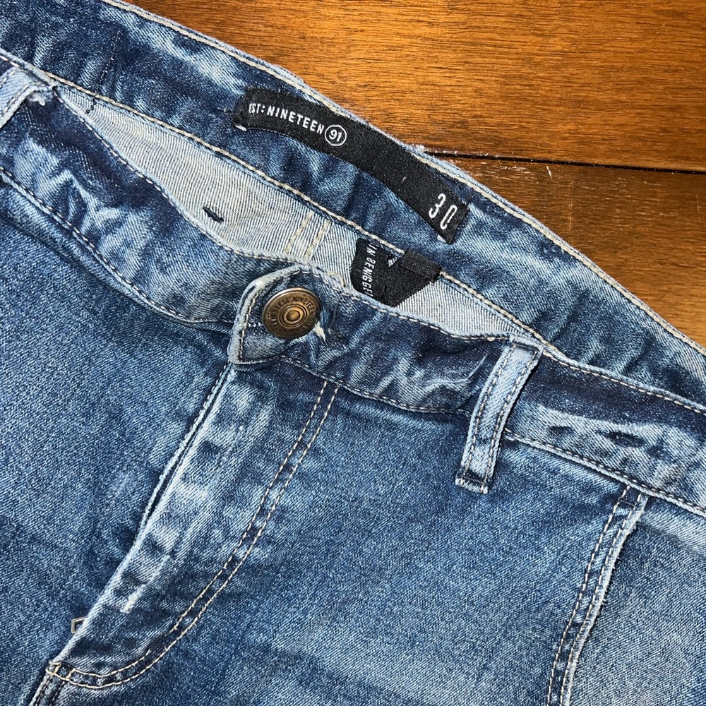Men's Cotton On Distressed Slim Denim Joggers - Picture 4 of 11